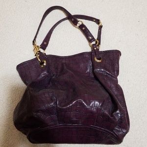 Purple faux alligator hobo bag